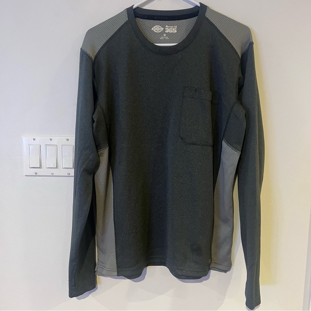 Dickies Temp -IQ 365 Men's Medium Grey Long Sleeve Shirt Workwear Thumbholes